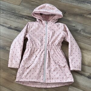 Light Pink Polka Dot Raincoat with Hood